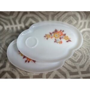 Vintage Blossom Federal Patio‎ FEDERAL Milk Glass  Snack Sets Riverdale 2